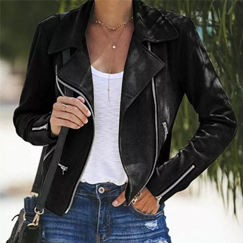 Drune | Kurze Wildlederjacke mit Reißverschlüssen Kunstleder Modern und Stylisch
