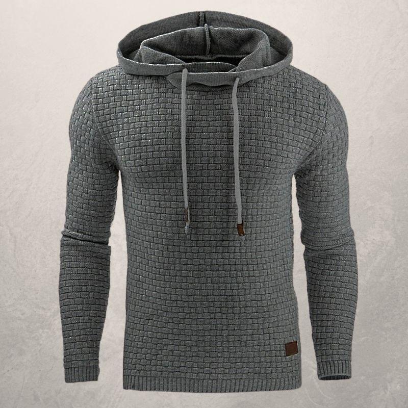 Drune | Kapuzenpullover Slim Passform Weiches Strickmaterial Karomuster Lange Ärmel