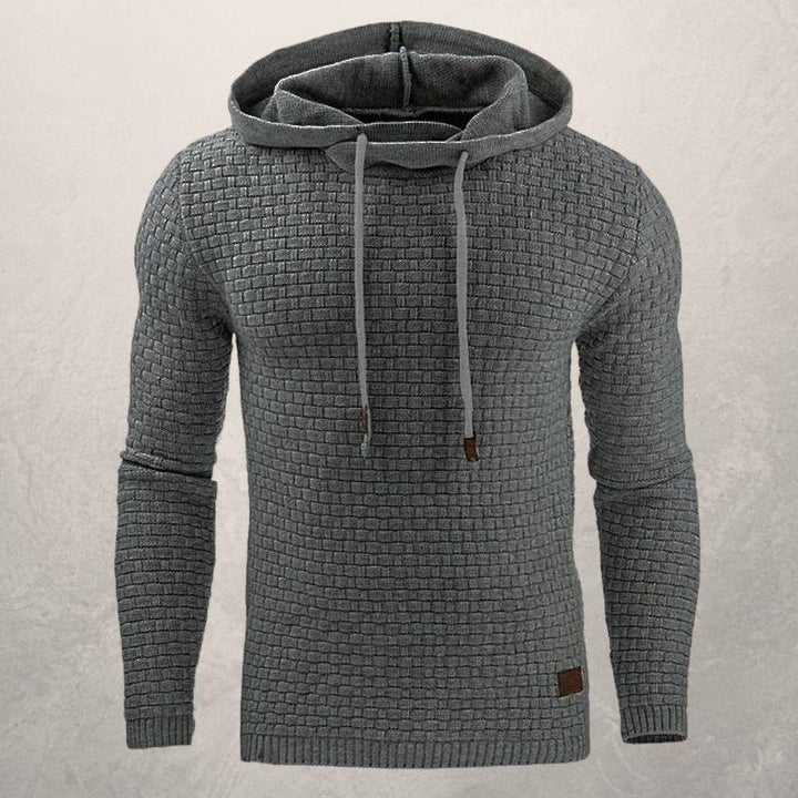 Drune | Kapuzenpullover Slim Passform Weiches Strickmaterial Karomuster Lange Ärmel