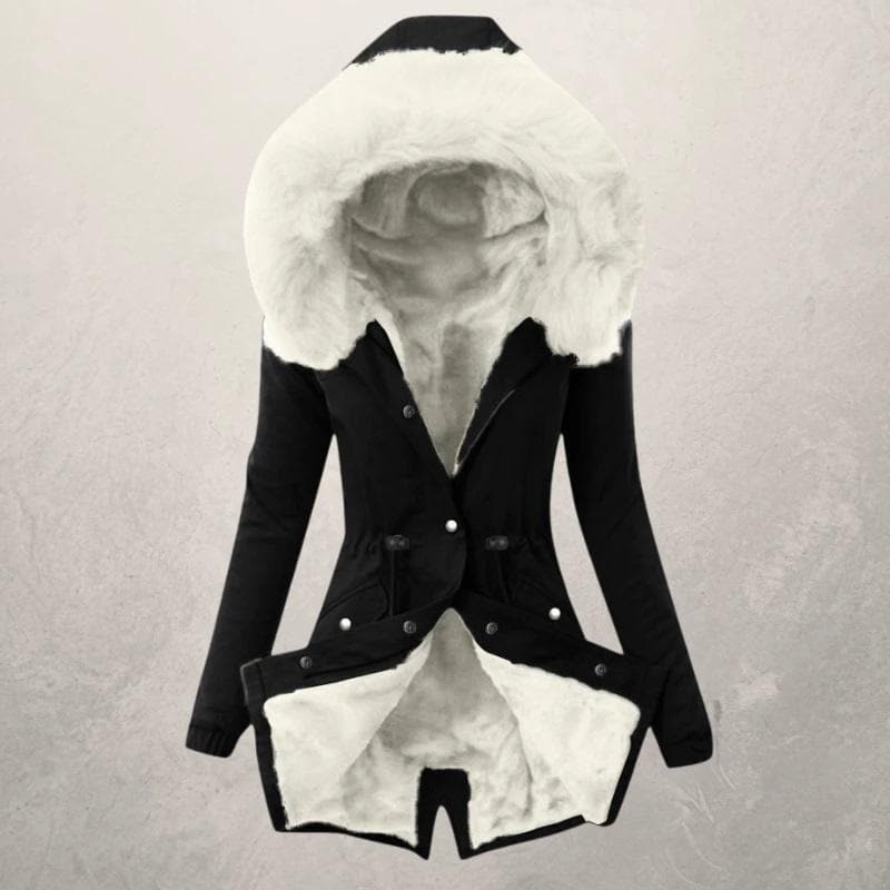 Drune | Parka-Jacke mittellang Fit Mit Kunstpelz gefüttert Kapuze mit Knopfverschluss