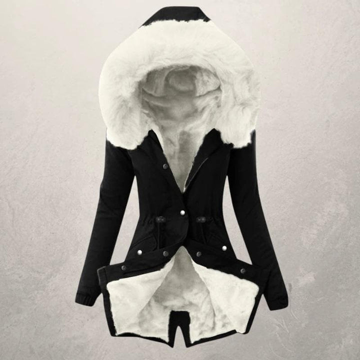 Drune | Parka-Jacke mittellang Fit Mit Kunstpelz gefüttert Kapuze mit Knopfverschluss