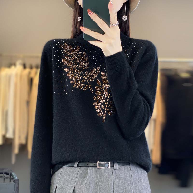 Drune | Strickpullover Mit Zartem Blättermuster