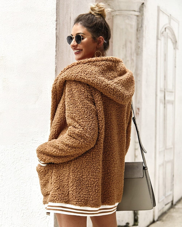 Drune | Fleecejacke Übergroß Sherpa Kapuze Und Große Taschen Weich Und Warm