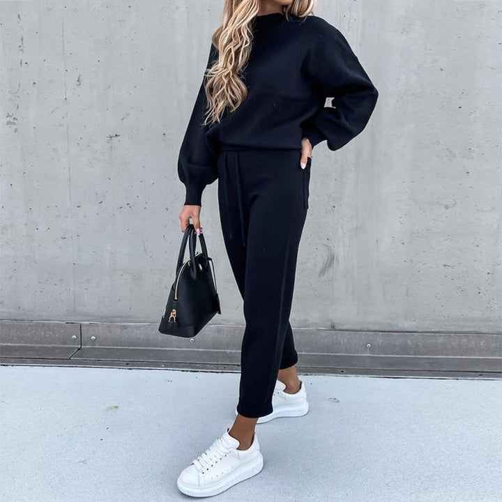 Drune | Gemütlicher Anzug Lässiger Pullover Mit Ballonärmeln Hochtaillierte Jogginghosen Mit Kordelzug