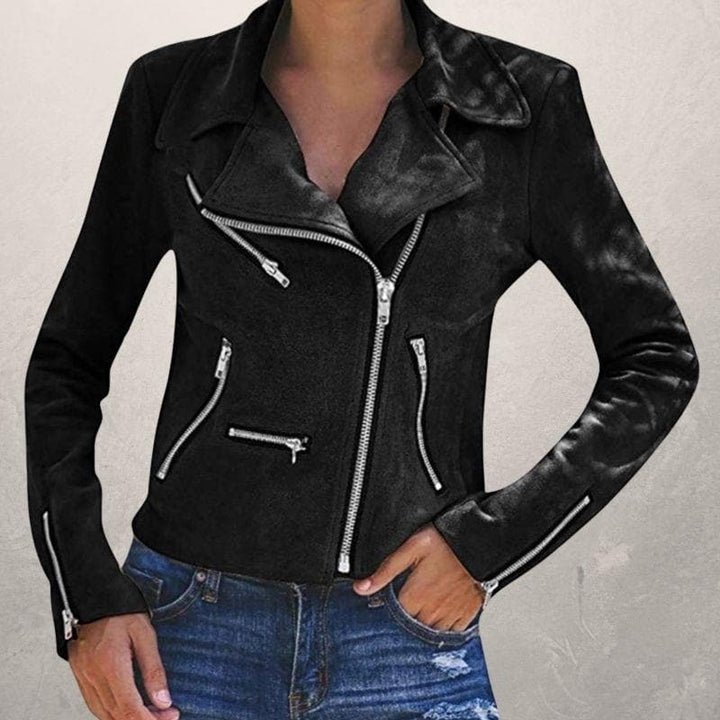 Drune | Kurze Wildlederjacke mit Reißverschlüssen Kunstleder Modern und Stylisch