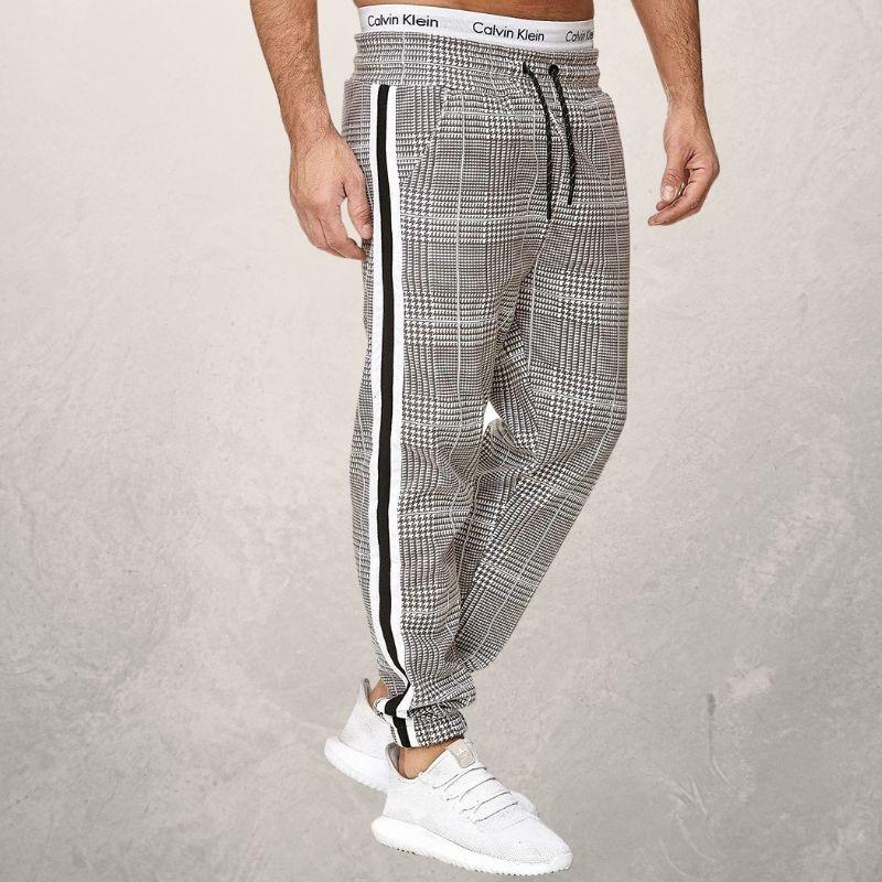 Drune | Jogginghose Slim Fit Elastischer Bund Mit Kordelzug Strukturiertes Material Seitenstreifen