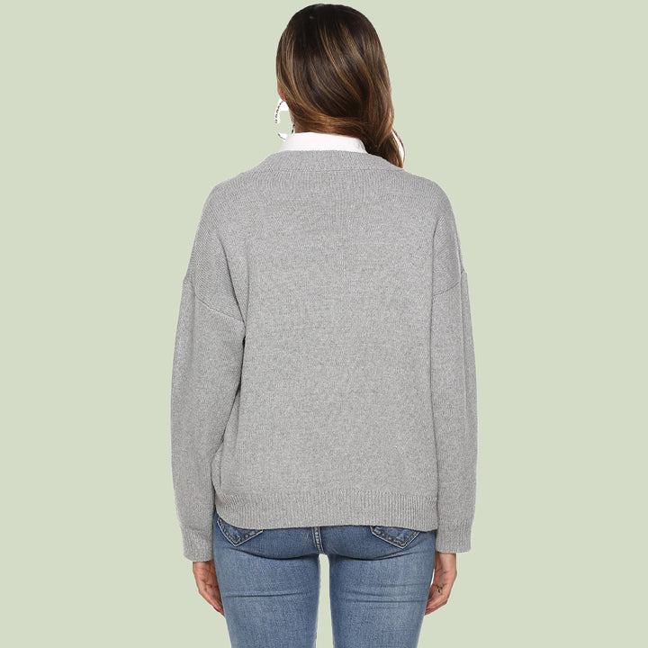 Drune | Strickpullover - V-Ausschnitt - Lockere Passform - Lange Ärmel - Weich und Bequem