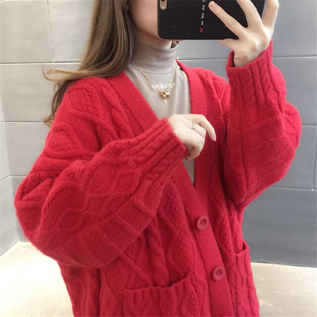 Drune | gestrickte Jacke Lang, dick und warm