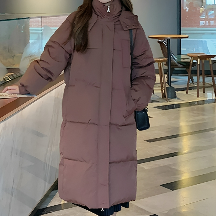 Drune | Lange Daunenjacke mit Kapuze für Frauen Ideal für Herbst Winter