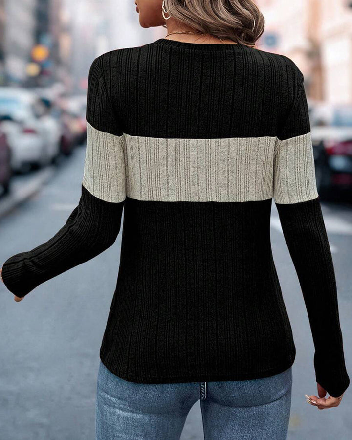 Drune | Top mit Rundhalsausschnitt und Farbblock Print