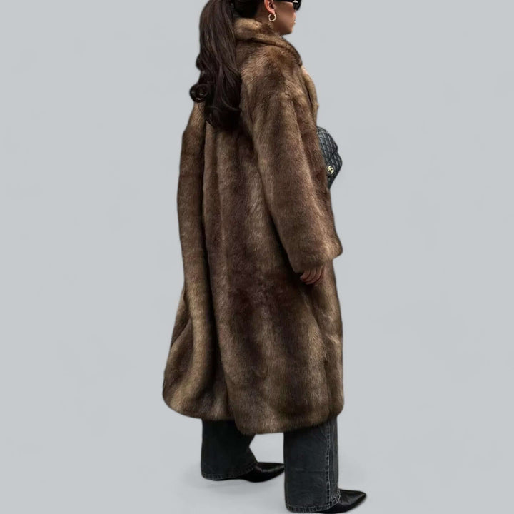 Drune | Eleganter Kunstfell Langer Trenchcoat