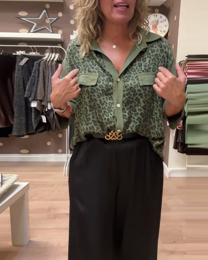 Drune | Button Down Kragen und Leopardenmuster Am Revers