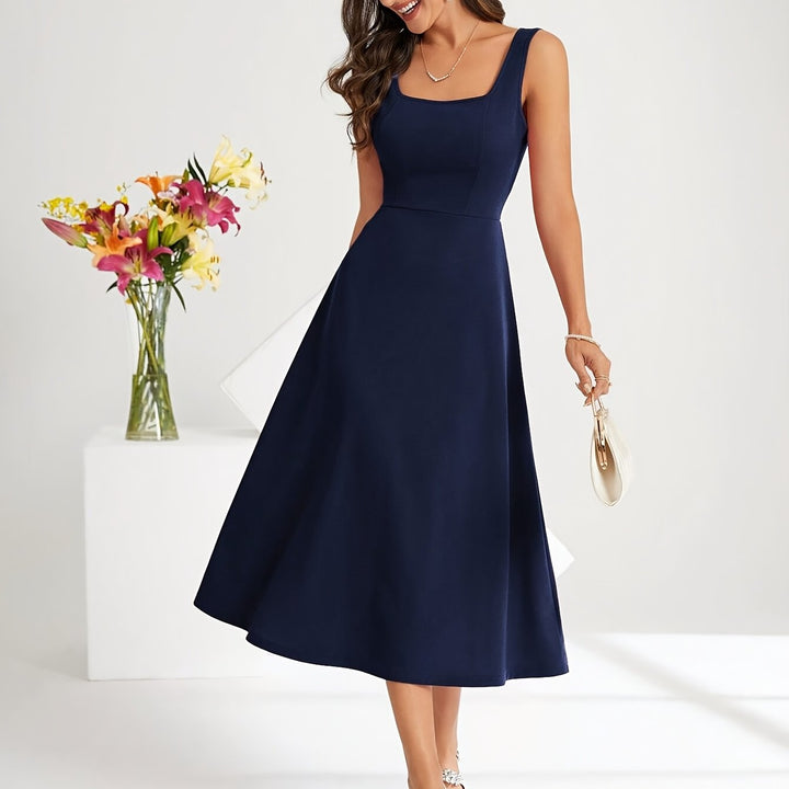Drune | Elegantes Kleid mit Trägern Dunkelblau Farbe
