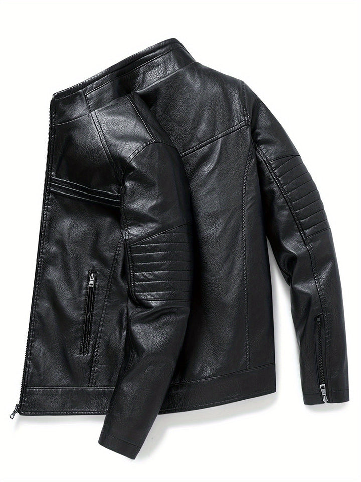 Drune | Bequeme Lederjacke mit Stehkragen