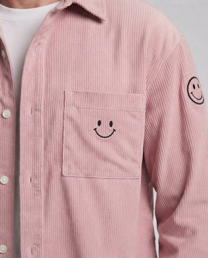 Herren Casual Cord-Jacke mit lässigem Design und Smiley-Detail Drune