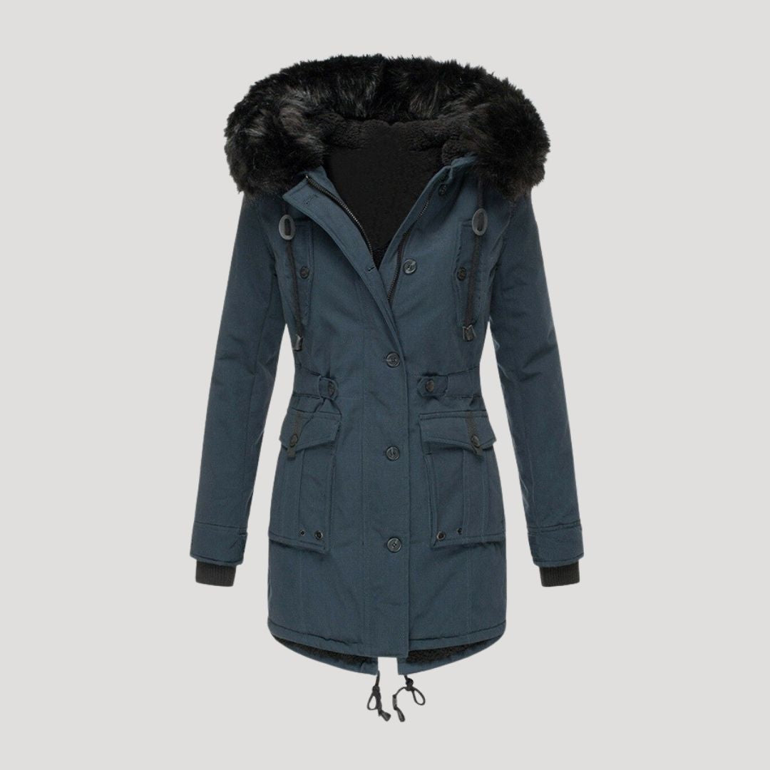 Drune | Damen wasserdichte Winterparka mit Kunstfellkapuze