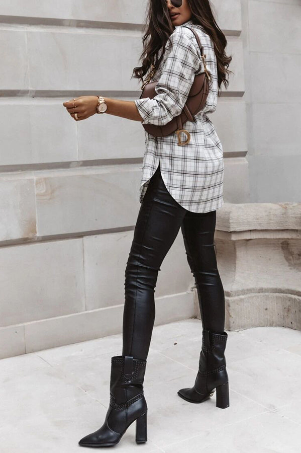 Drune | Grab My Hand Karierter Button-Up Gürtel Hemd