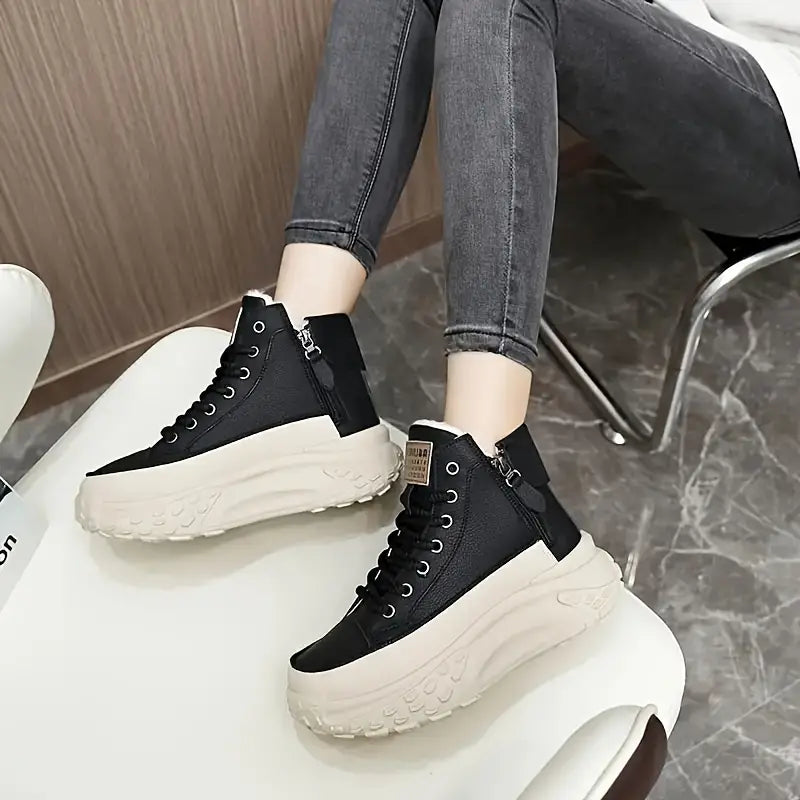 Plateau-Stiefeletten mit Plüschfutter