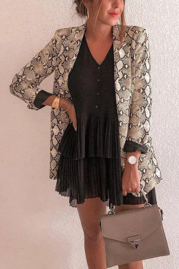 Drune | Charmer Schlangenmuster Revers Lose Blazer