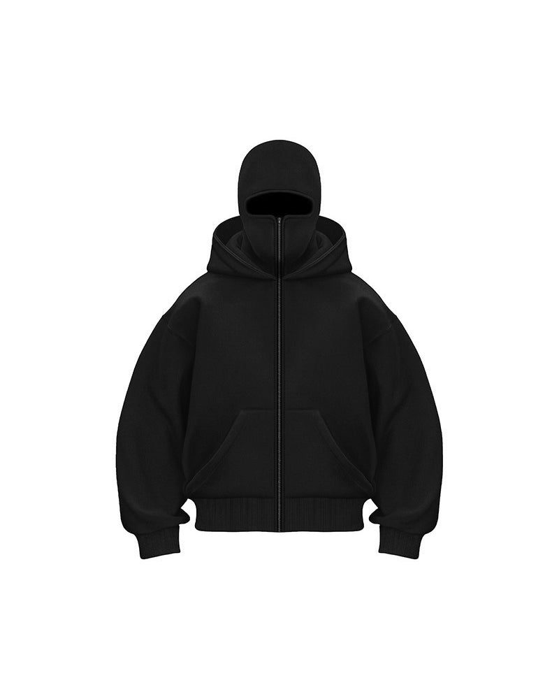 Drune | Sweatshirt Mantel mit Doppelkapuze und Reißverschluss