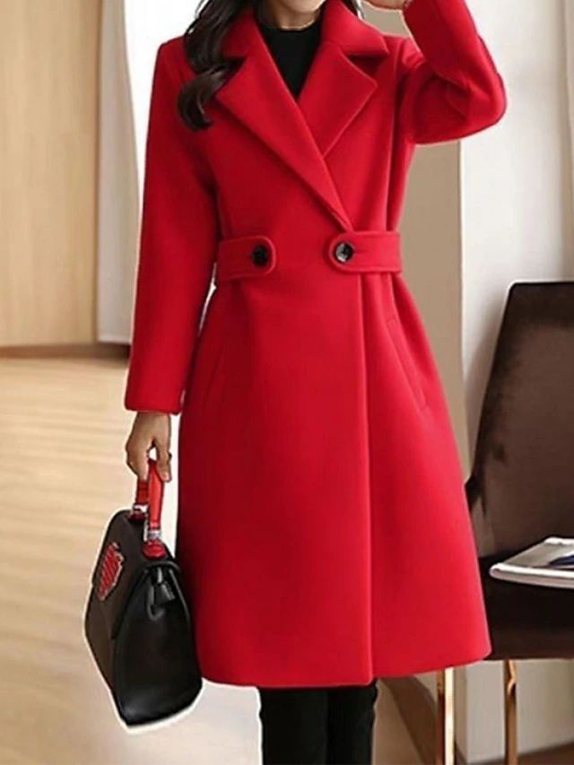 Drune - Winter Wollmantel Gürtel Slim