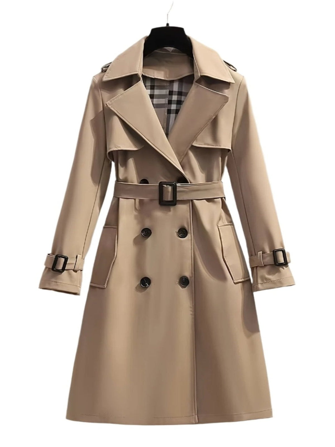 Drune | doppelte Reihe Trenchcoat für Damen - mit Gürtel in der Taille