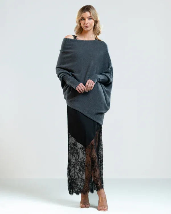 Drune | Asymmetrischer Damenpullover mit eleganter Drapierung