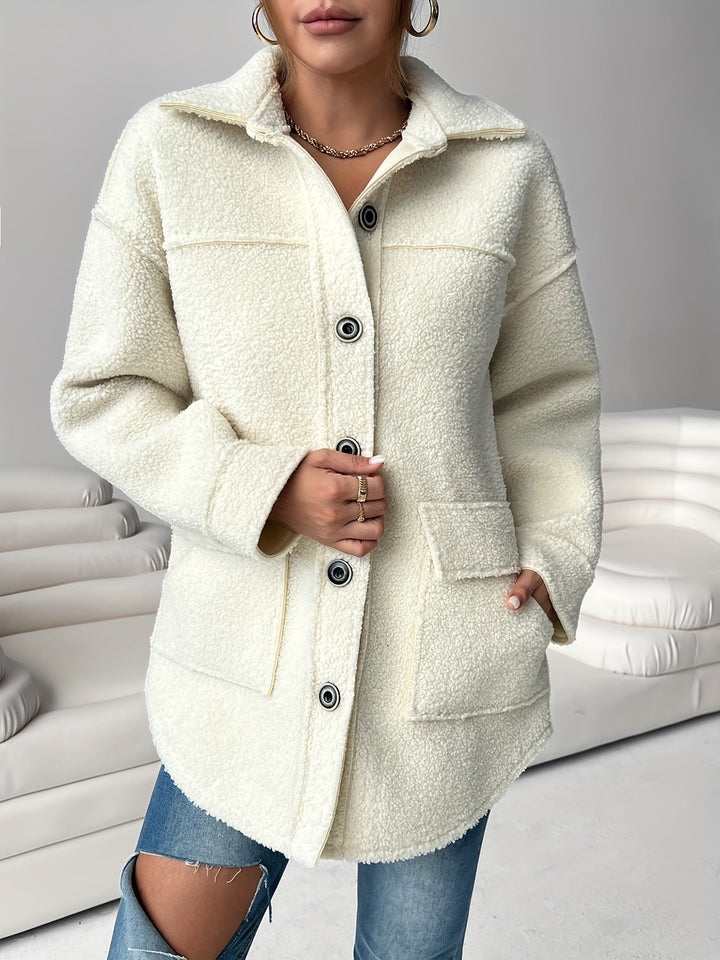 Drune | Gemütlicher Plys-jacke mit Knöpfen Polyester Komfortabel und Stilvoll