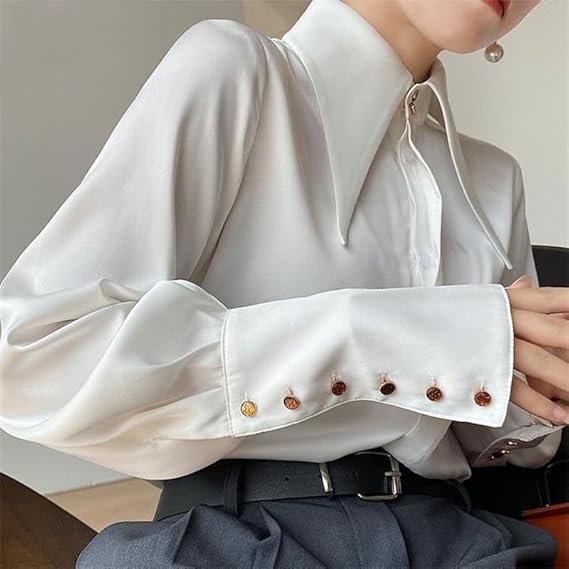 Drune | Elegante Satinbluse mit auffälligen Manschetten für Damen