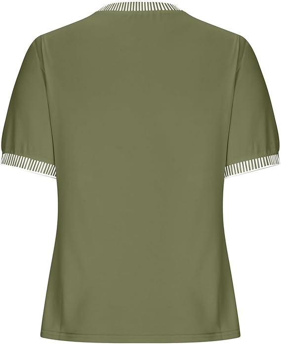 Damen lässiges Kurzarm-Shirt mit modischem Streifenkragen Drune