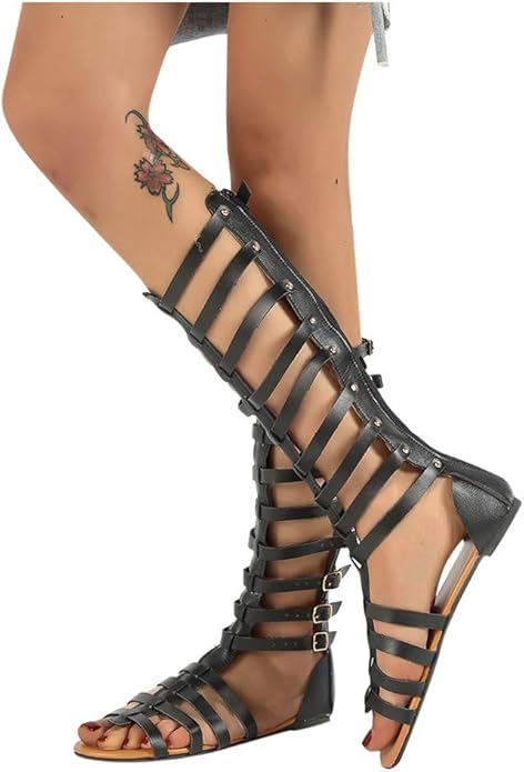Drune | und schwarze Sandalen mit doppelten Schnallen
