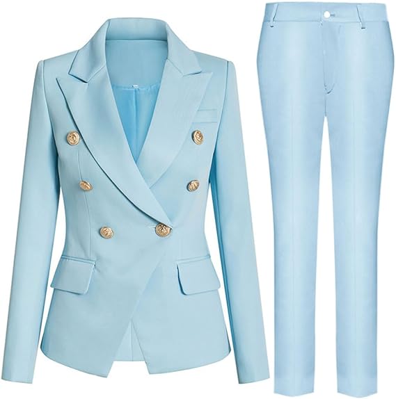 Damen elegantes Business-Anzug-Set mit doppelter Knopfleiste und schmaler Passform Drune