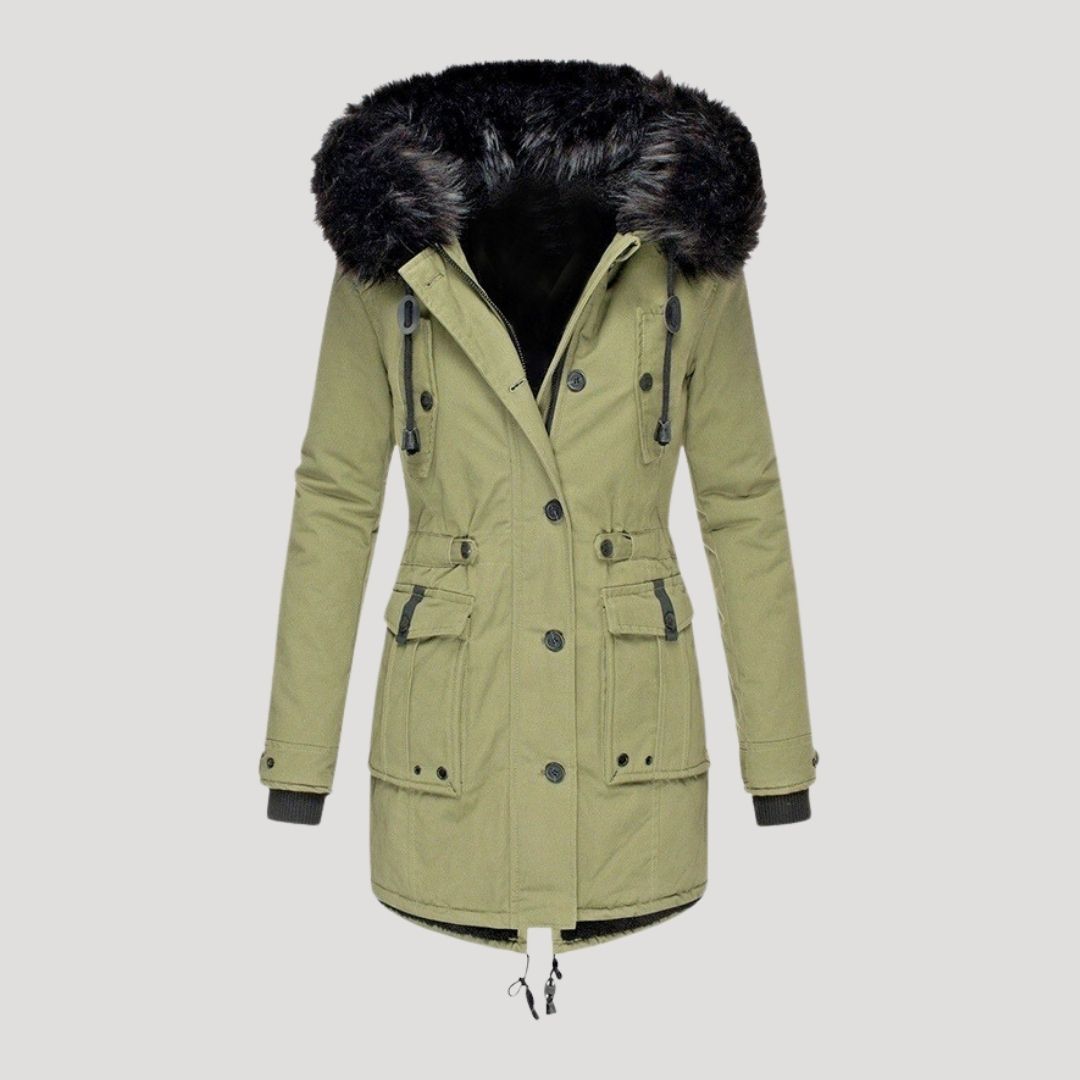 Drune | Damen wasserdichte Winterparka mit Kunstfellkapuze