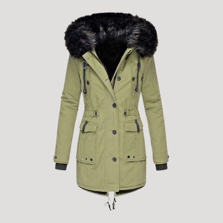 Drune | Damen wasserdichte Winterparka mit Kunstfellkapuze