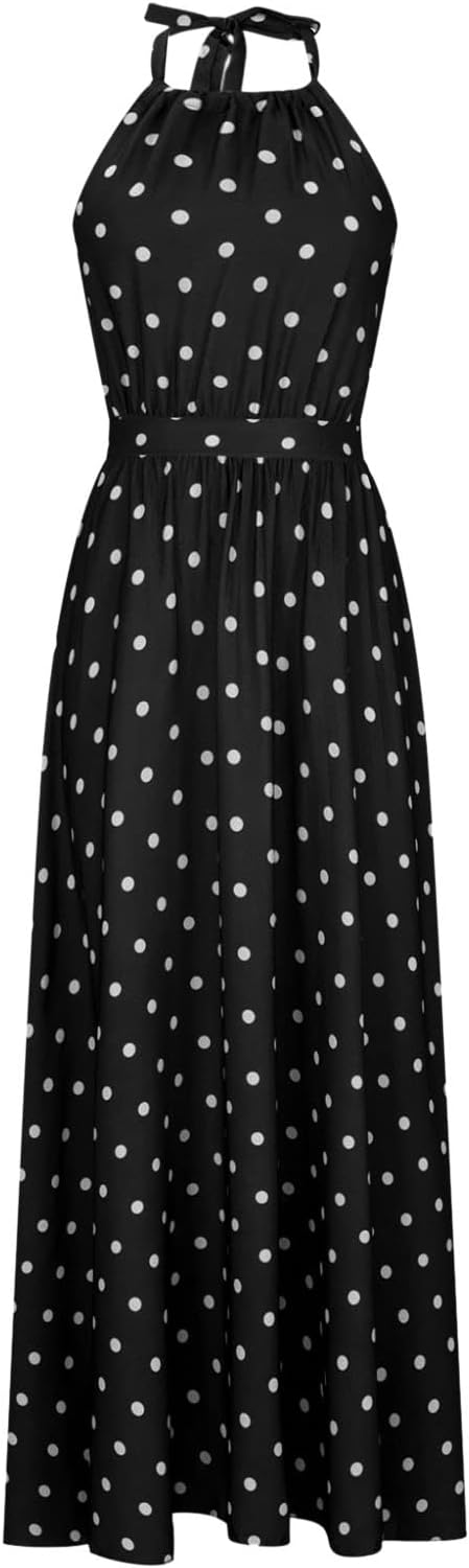 Drune | Boho Drucken Patchwork Halter Plissierte Kleider