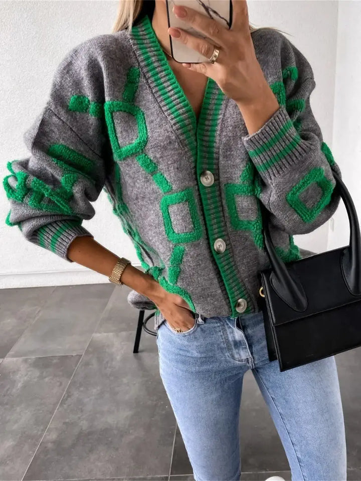 Drune | V-Ausschnitt Kontrastierend Cardigan für Den Frühling
