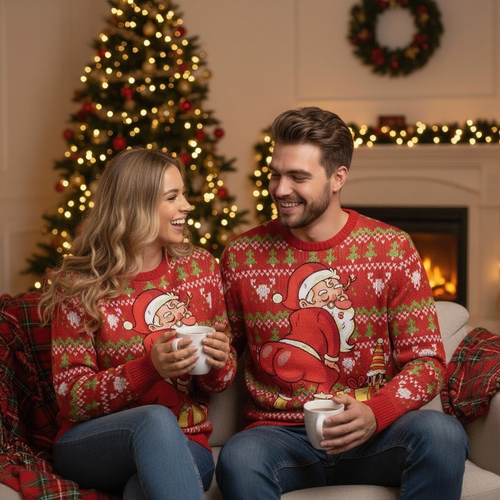 Drune | Lustiger Hässlicher Weihnachtspullover für Männer & Frauen - Weihnachtsmann Druck