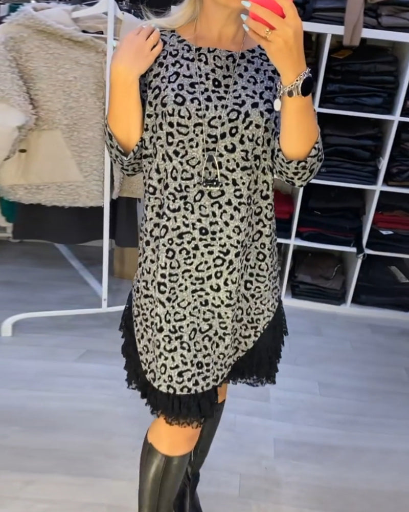 Drune | Stilvolles Kleid mit Leopardenmuster