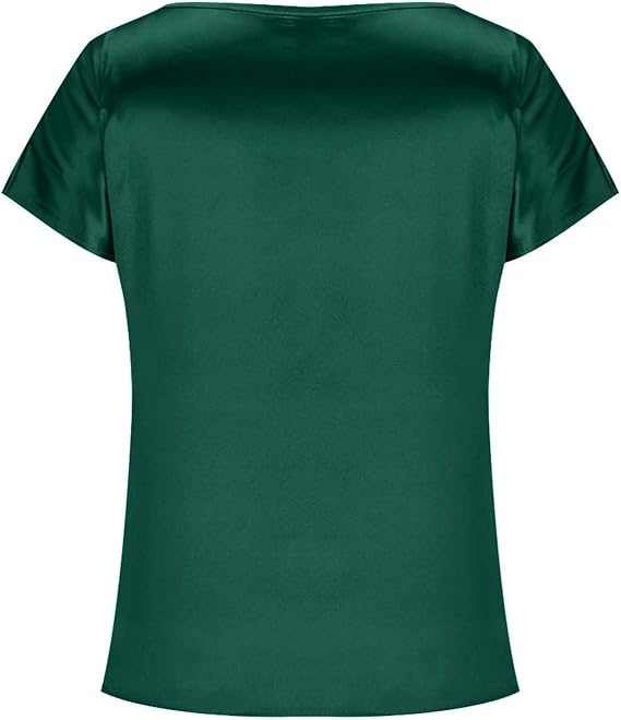 Damen Satin T-Shirt mit elegantem Wasserfall-Ausschnitt und schlichten Details Drune