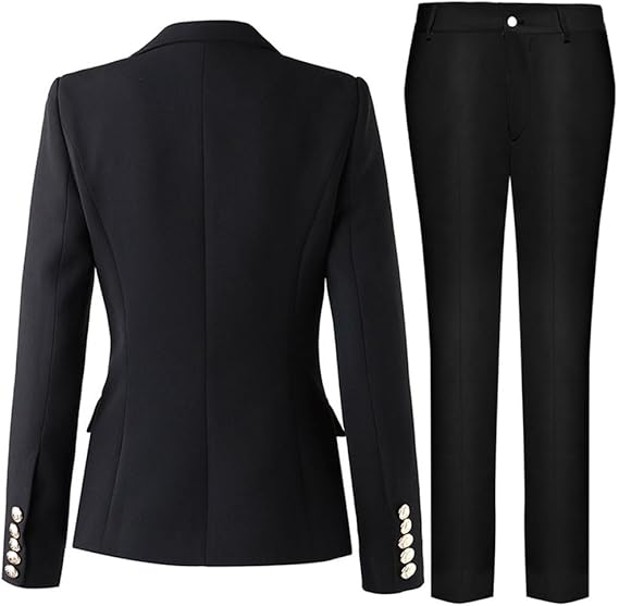 Damen elegantes Business-Anzug-Set mit doppelter Knopfleiste und schmaler Passform Drune