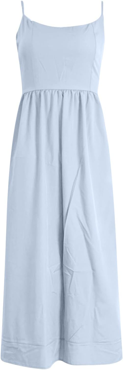 Drune | Midi Kleid Spaghettiträger Quadratischer Ausschnitt Ausgestellter Rock Elegante Passform