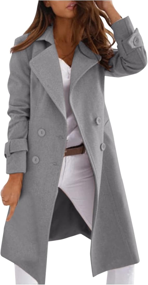 Drune | Eleganter Frauen Wollmantel mit Knopfverschluss