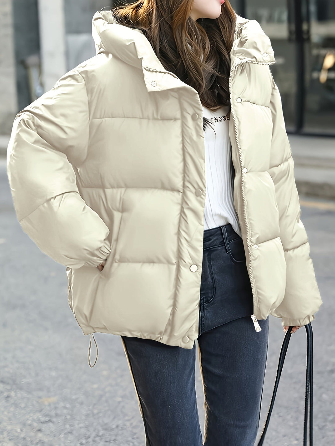 Drune | Dicke Lässige Winterjacke mit Kapuze und Reißverschluss für Frauen Perfekt für Herbst-Winter