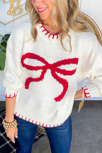 Drune | Weihnachtsbogen Kontrastfarbe Eingeschlossen Kante Langarm Gestrickter Pullover