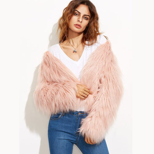 Damen Flauschige Kunstpelzjacke mit lässigem Schnitt Drune