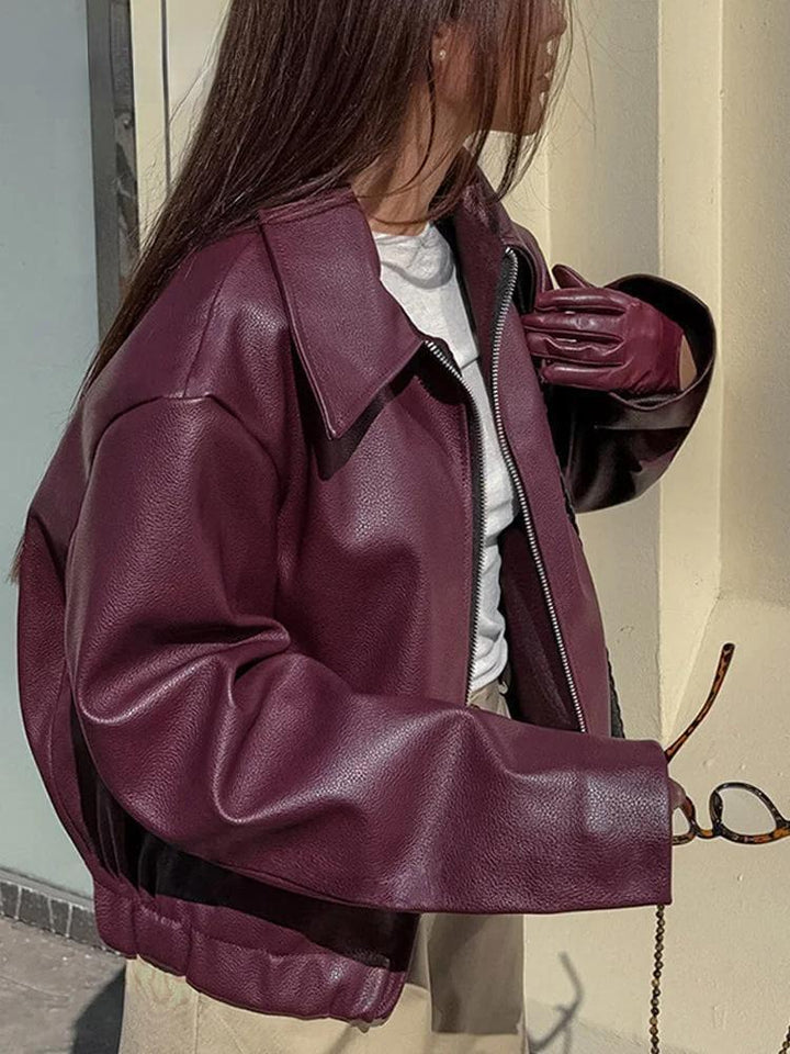 Drune | Jacke Aus Kunstleder mit Stylischem Reverskragen und Reißverschlussdetails