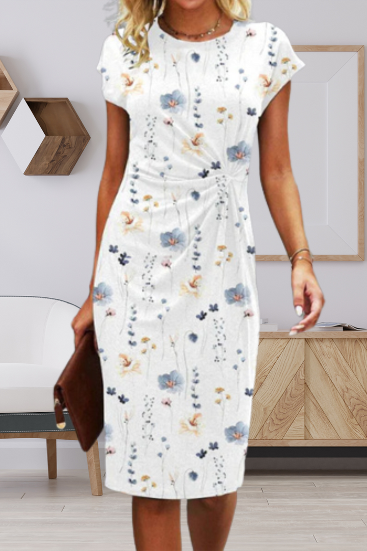 Drune | Midi-Kleid mit Blumenmuster und Gedrehtem Vorderteil