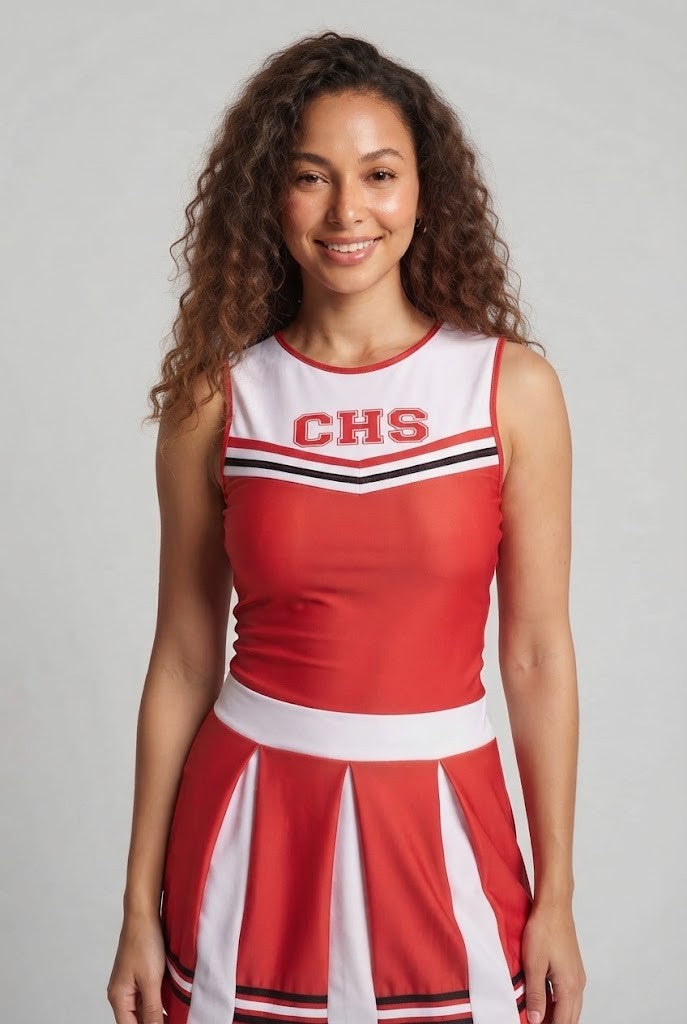 Frauen Cheerleader Kostüm mit sportlichen Akzenten Drune