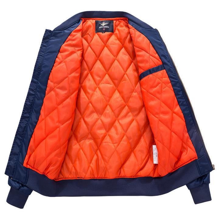 Herren o Grafik-Logo gesteppte Nylon Pilot Bomber mit Ärmel-Reißverschluss-Tasche Drune