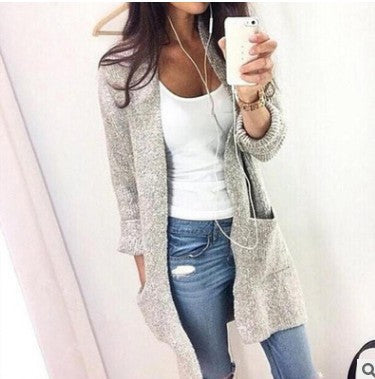 Damen Strickjacke mit langen Ärmeln und praktischen Eingrifftaschen Drune